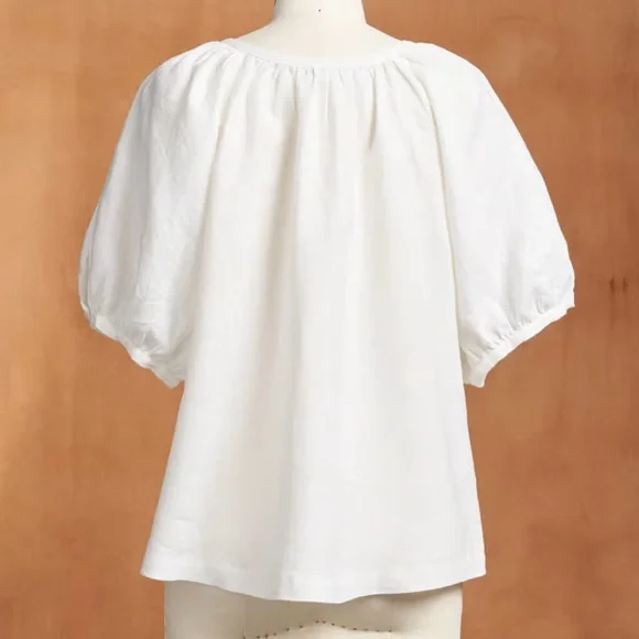NWOT Sundance Graceful Days White 100% Linen Button Top - Picture 4 of 15